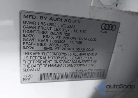 2017 Audi Q7 3.0T Premium z USA, uszkodzony, nr VIN WA1LAAF7XHD050570